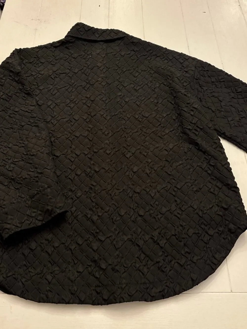 Grey Lab Los Angeles Black Textured Shacket Large Button Front Oversized Shirt - Picture 8 of 8